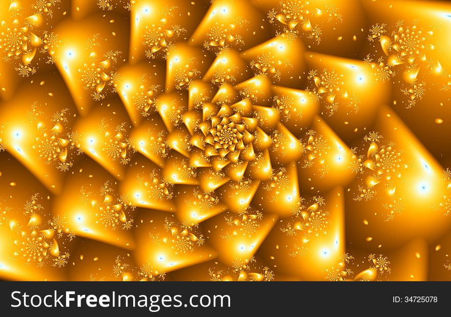 Spiral gold Fractal Flower Design. Spiral gold Fractal Flower Design