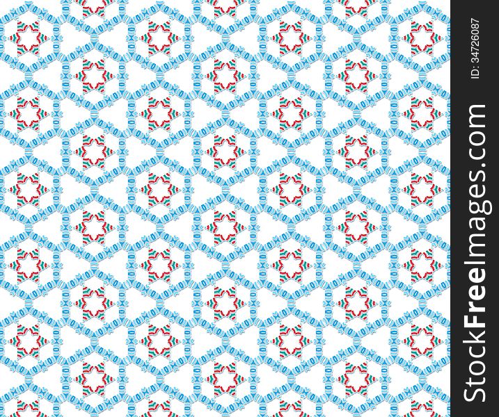 Abstract background of a stylized snowflake blue and red colors. Abstract background of a stylized snowflake blue and red colors