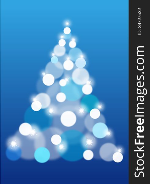 Abstract Christmas tree with defocused bokeh lights, vector background. Abstract Christmas tree with defocused bokeh lights, vector background