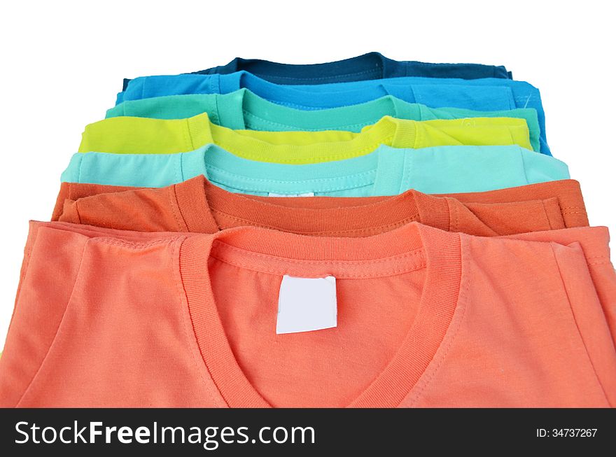 Colorful t-shirt on white background