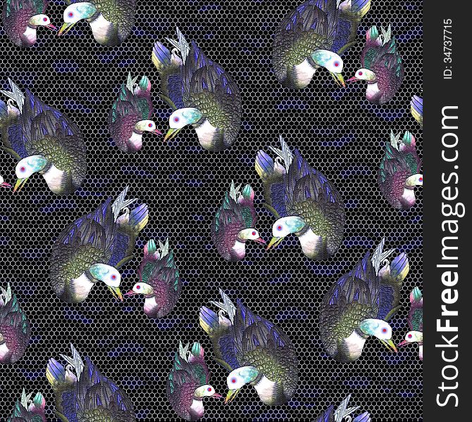 Seamless fishnet pattern with a pair of ducks. Seamless fishnet pattern with a pair of ducks