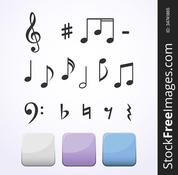 Music notes. Editable vector set. Music notes. Editable vector set
