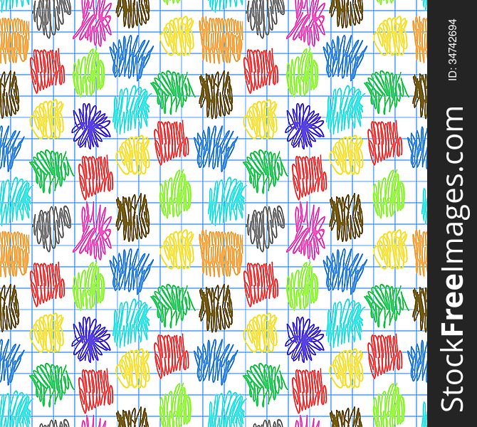 Seamless Pattern With Colour Scrawl