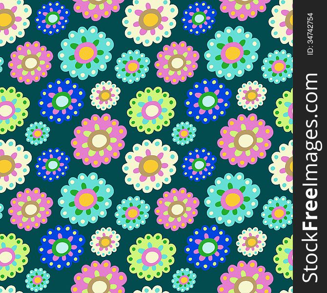 Seamless color pattern with plenty of flowers