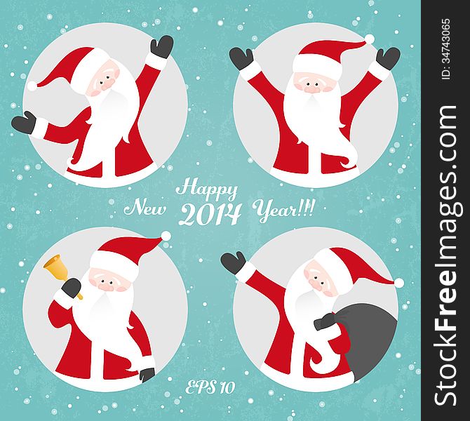 Vector Christmas set of Santa Claus. EPS 10 illustration. All Santas are available in full-length under the clipping mask. Vector Christmas set of Santa Claus. EPS 10 illustration. All Santas are available in full-length under the clipping mask.