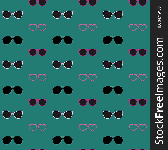Glasses Vector Seamless Pattern. This is file of EPS10 format.