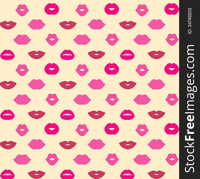 Lips Vector Seamless Pattern. This is file of EPS10 format.