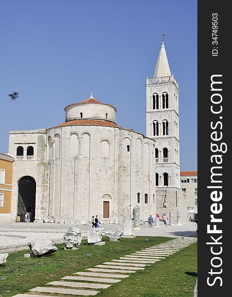 St Donatus Church in Zadar, Croatia. Roman ruins in the foreground.