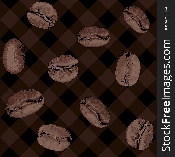 Seamless background pattern. Coffee beans. Seamless background pattern. Coffee beans