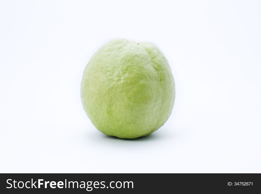 Guava fruit on chopping board with clean white background