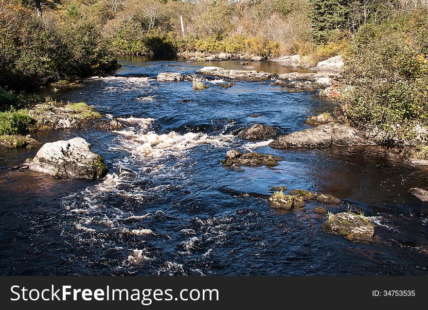 Small river in Maine of the United States. Small river in Maine of the United States