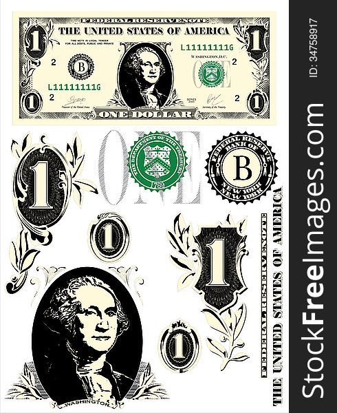 One Dollar. &x28;Vector&x29;