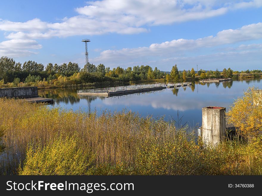 The ruins of an abandoned nuclear power plant in Zarnowiec, Poland