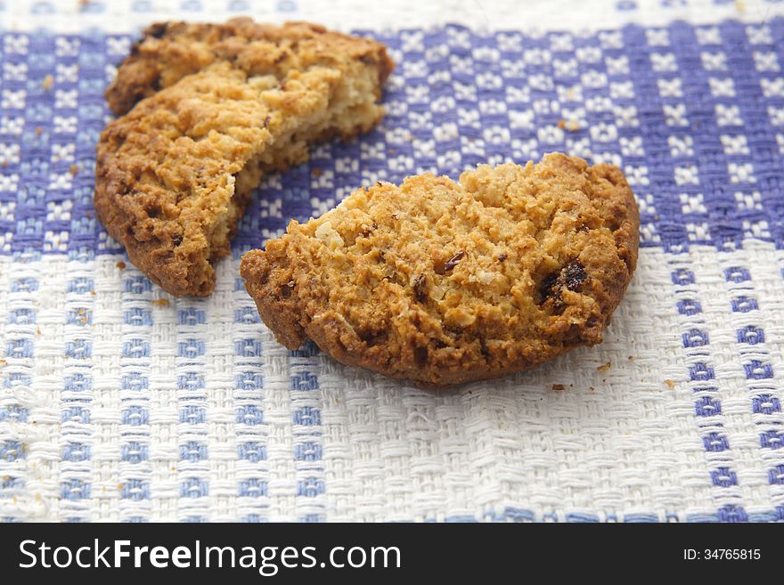 Chocolate and wheat Cookies at blue napkin