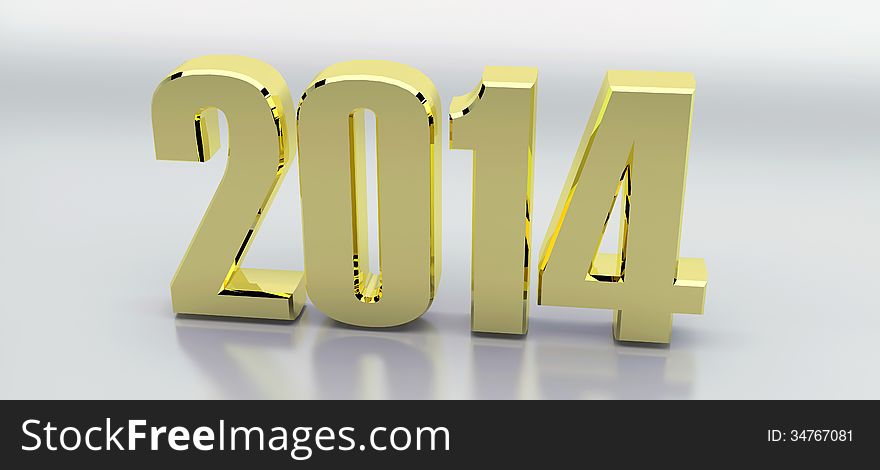 New year 2014 3d white gold. New year 2014 3d white gold