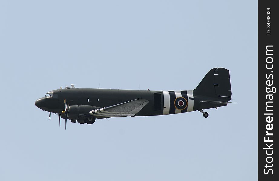 A Vintage Dakota Aircraft on a Fly Past Display. A Vintage Dakota Aircraft on a Fly Past Display.