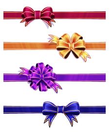 Colorful Ribbon With Bow Set Stock Images Colorful Ribbon With Bow Set Stock Images