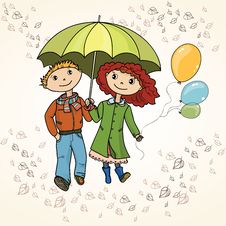 Cute Couple Strolling Through The Rain Stock Photo Cute Couple Strolling Through The Rain Stock Photo
