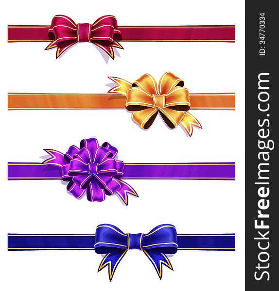 Colorful Ribbon with Bow Set, illustration