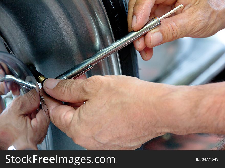 Image of checking air pressure