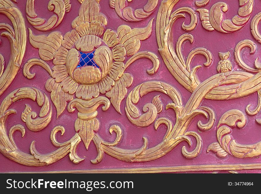 Stucco Wall Burgundy Color Thai Art