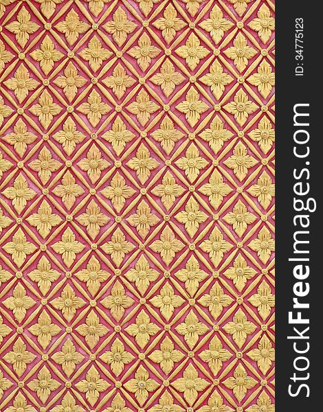 Art pattern stucco gold red temple wall background