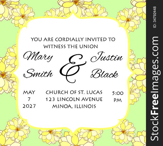 Wedding card or invitation with abstract floral background