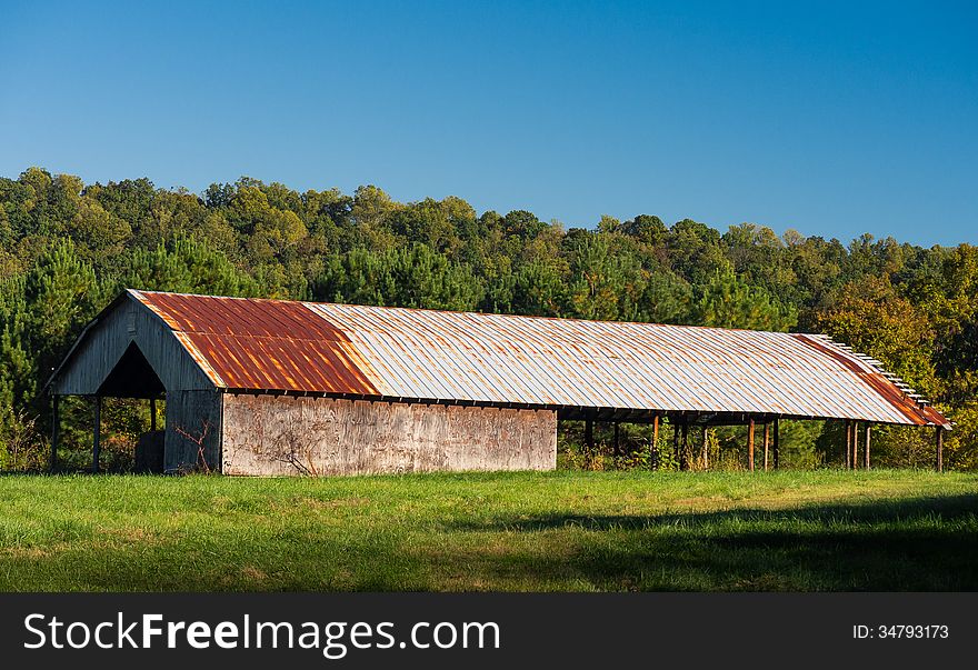 A long barn sits near Red Clay Park in southern Tennessee. A long barn sits near Red Clay Park in southern Tennessee.