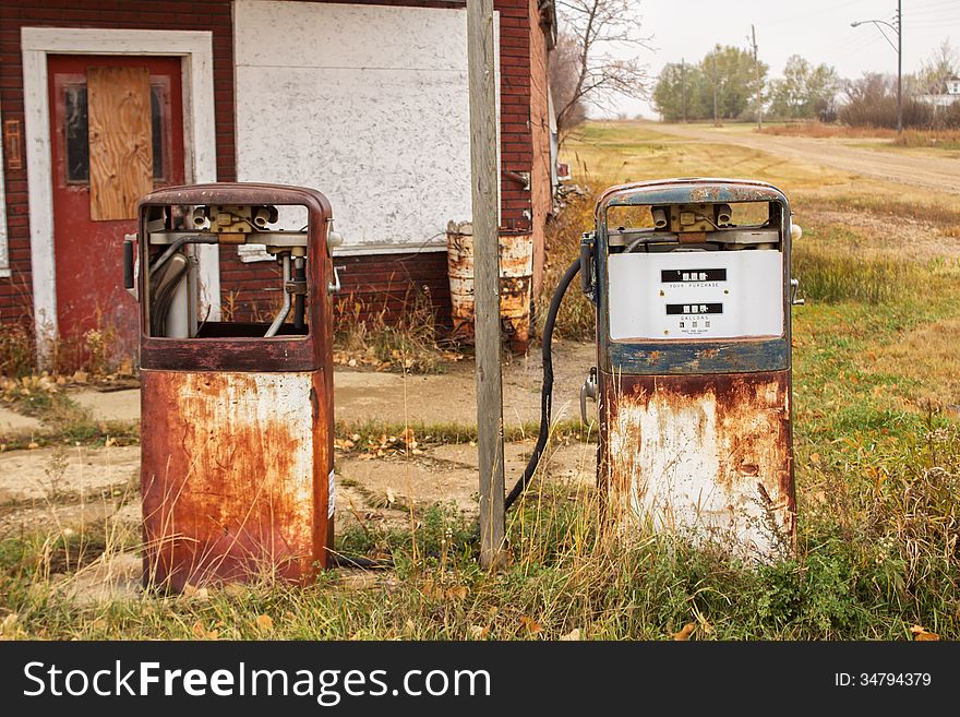 Two vintage fuel pumps