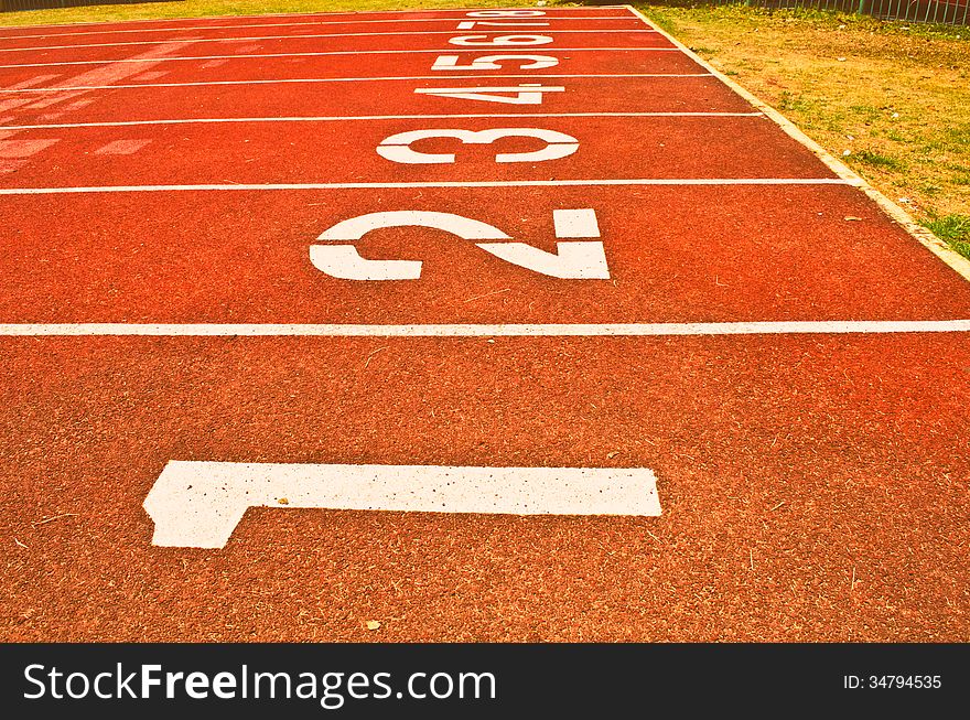 Sport running track in the stadium