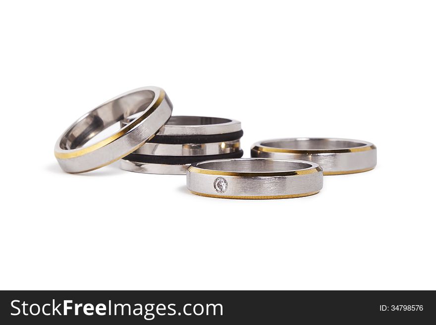 Stainless Steel Rings With Silver And Gold Inlay