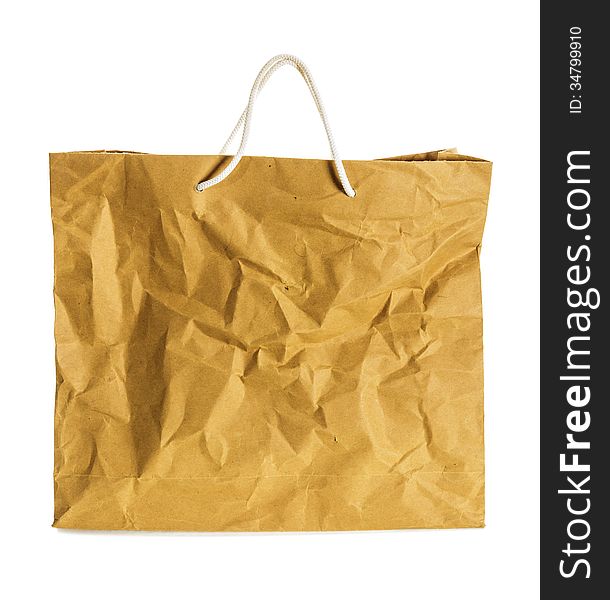 Wrinkled paper bag.Isolate on white.