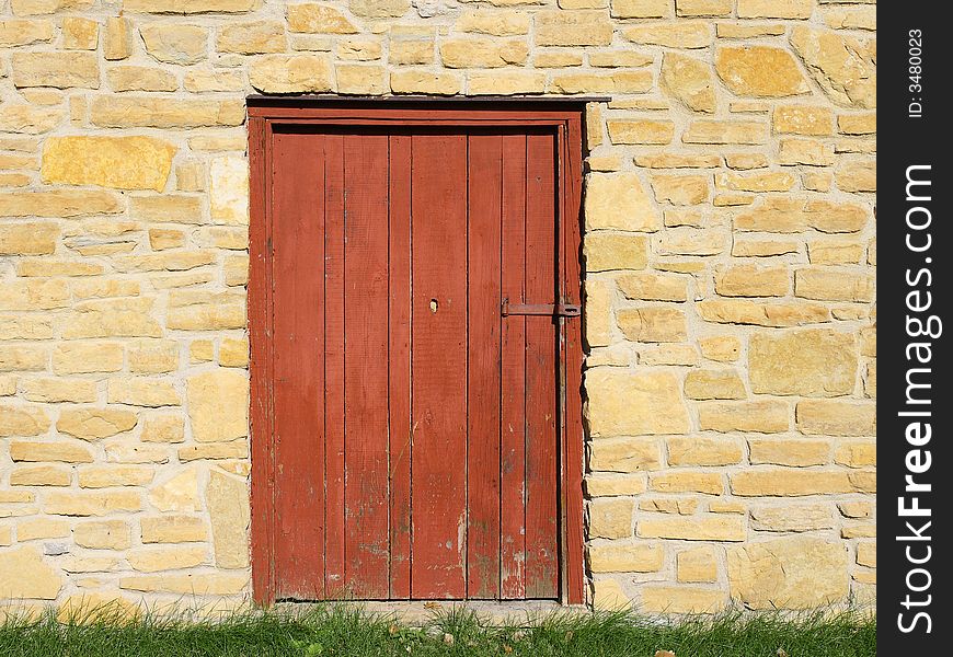 Shuttered Red Old Door