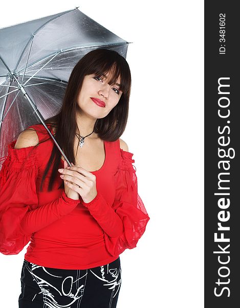 Photo of a Woman Posing with a White Umbrella · Free Stock Photo