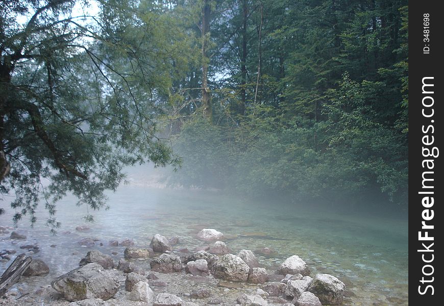 Bohinska stream near Bohini lake, Slovenia
Haze on the stream. Bohinska stream near Bohini lake, Slovenia
Haze on the stream