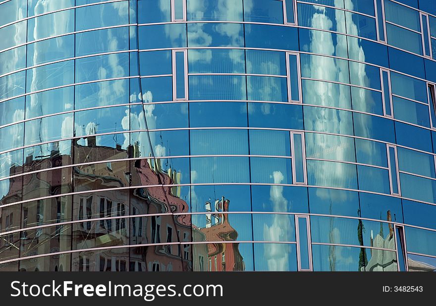 Reflection in modern business building