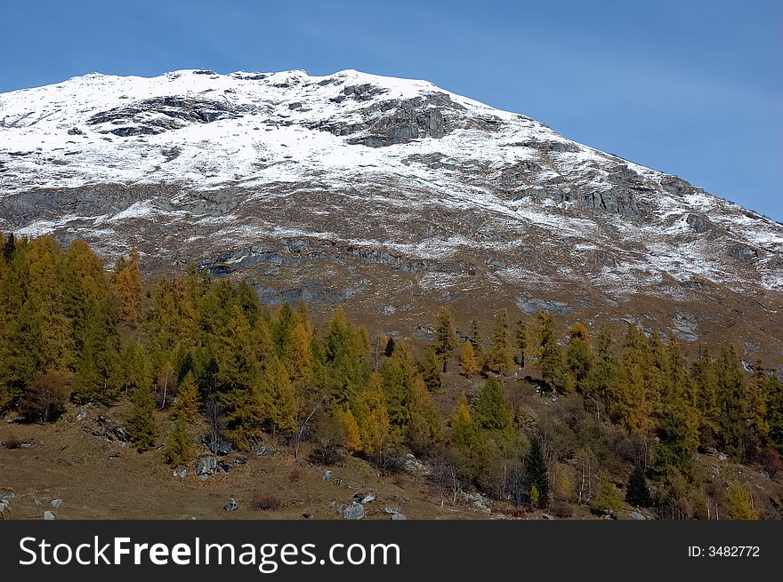 Mountain landscape in fall season; west alps Italy. Mountain landscape in fall season; west alps Italy