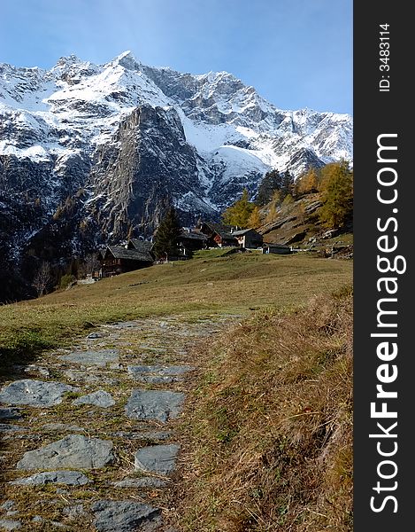 Tipical Walser house of an ancient mountain village; west Alps, Italy. Tipical Walser house of an ancient mountain village; west Alps, Italy