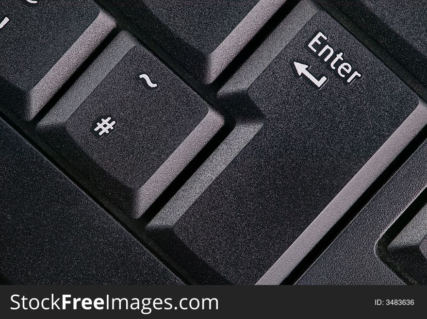 Close up of black modern keyboard - Enter key in focus