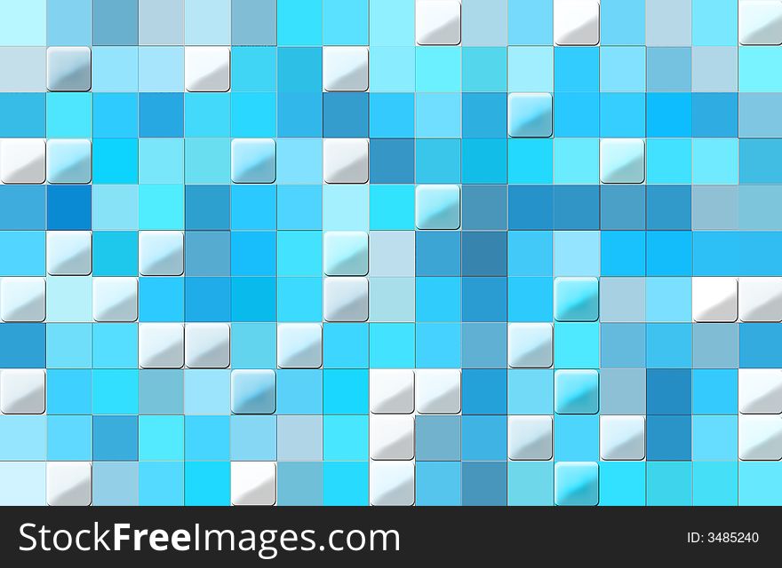 Colorful - blue, white, grey 3-d mosaic pattern