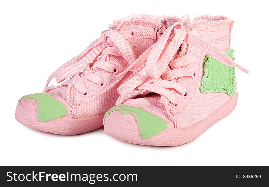 Child training shoes. Isolate on white.