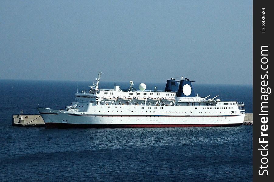 Little cruise ship docked in Rhodes(Greece)
