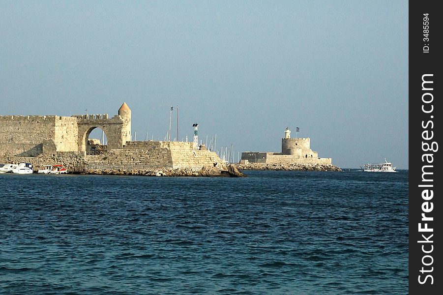 Rhodes fortification walls - October - Greece. Rhodes fortification walls - October - Greece