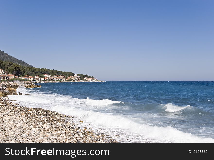 A small village on a beach. Samos island, Greece.