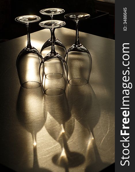 On table goblets in natural illumination from window. On table goblets in natural illumination from window