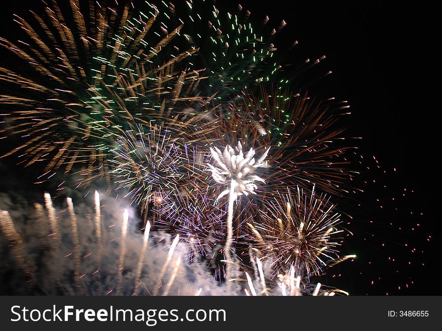 Finale Fireworks display scene on a black sky