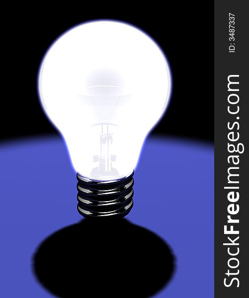 Conceptual bright bulb and soket on blue background - 3d render. Conceptual bright bulb and soket on blue background - 3d render