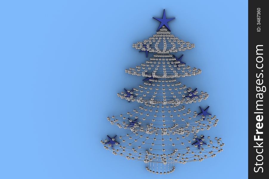 Styled ilustration of christmas tree with stars - 3d render. Styled ilustration of christmas tree with stars - 3d render