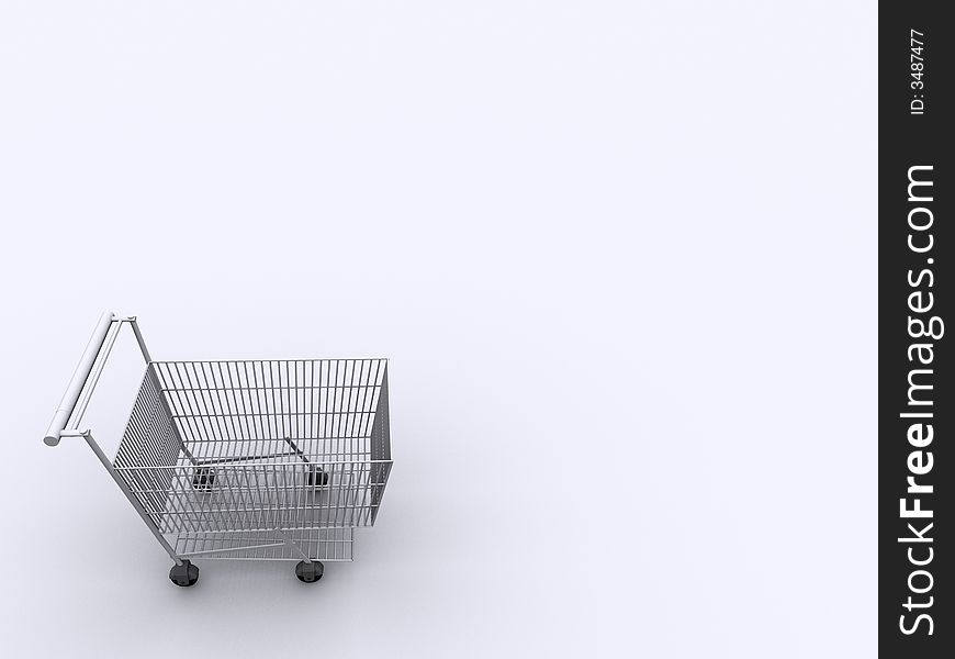 A shopping cart on white background - 3d render. A shopping cart on white background - 3d render