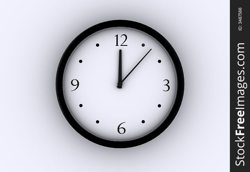 A simple clock with world map on background - 3d render. A simple clock with world map on background - 3d render